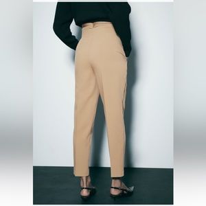 Zara high waisted pants trousers taupe brown